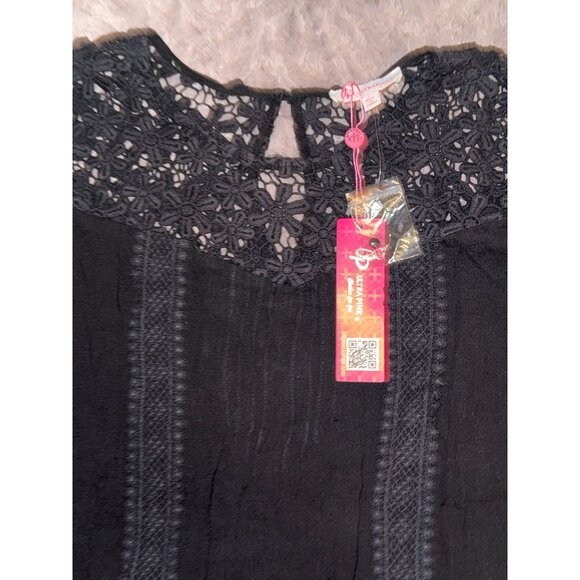 Ultrapink Black Lace Trim Blouse Size L with Tags - Picture 2 of 9
